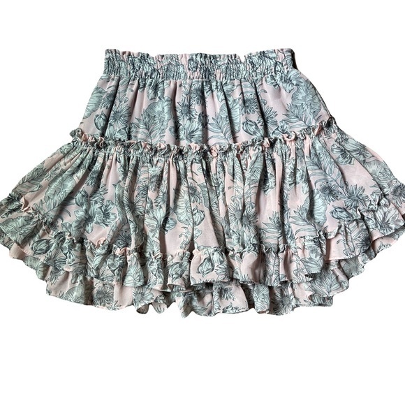 🎉HP🎉NWT MISA Los Angeles Floral Chiffon Marion Tiered Ruffle Mini Skirt Size S - Picture 2 of 9
